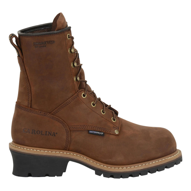 Carolina Men's Elm 8" Loggers Waterproof Insulated EH Soft Toe Boots, CA4821, Copper Crazy Horse, view 1 of 6