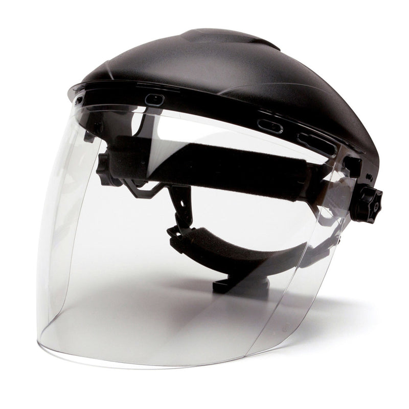 Pyramex Ridgeline Ratchet Headgear with Clear Tapered Polycarbonate Face Shield Combo - S1110 & HGBR, view 1 of 5