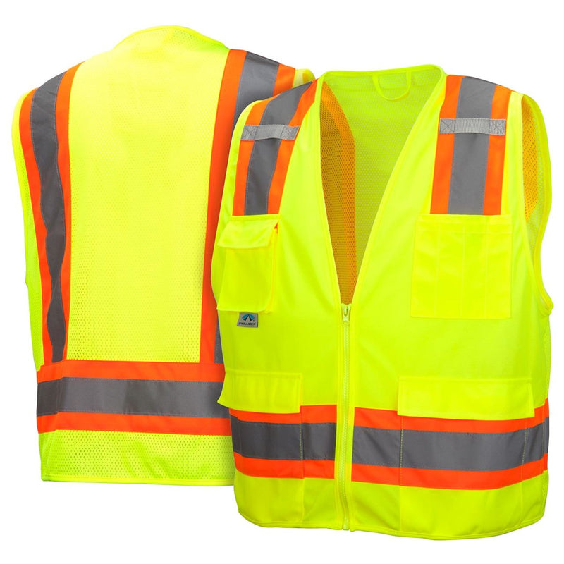 Pyramex RVZ24 Type R Class 2 Hi-Vis Surveyor's Mesh Back Safety Vest, view 1 of 7
