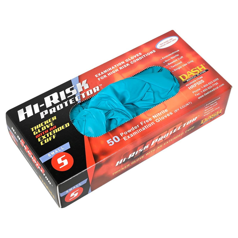 DASH Hi-Risk Protector Nitrile Exam Grade Disposable Gloves, Teal, 5.9 mil, Box of 50, view 9 of 10