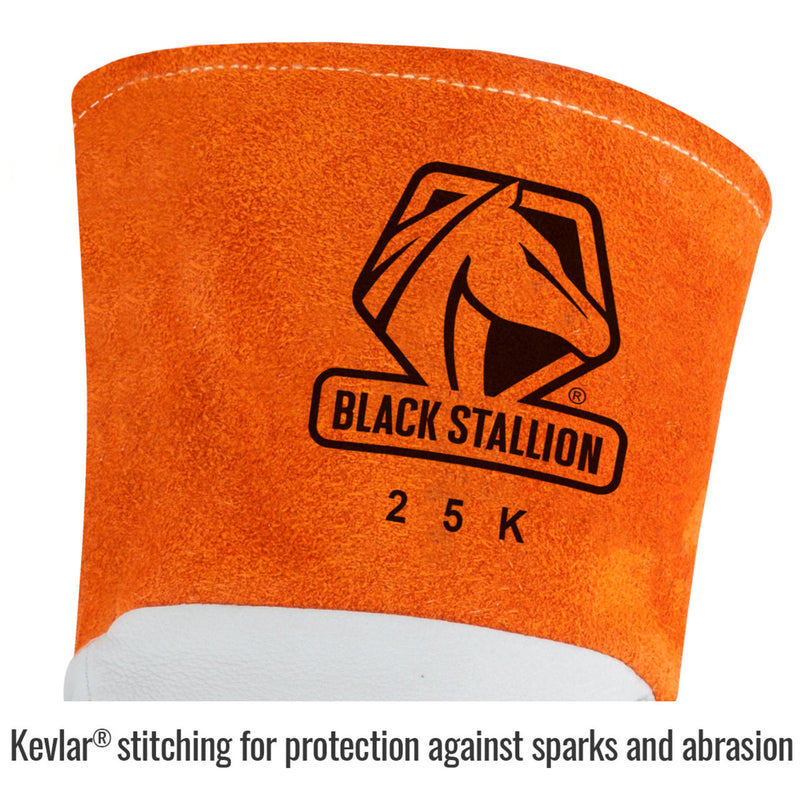 Black Stallion 25K Premium Grain Kidskin TIG Welding Gloves with DragPatch, Natural, view 4 of 5