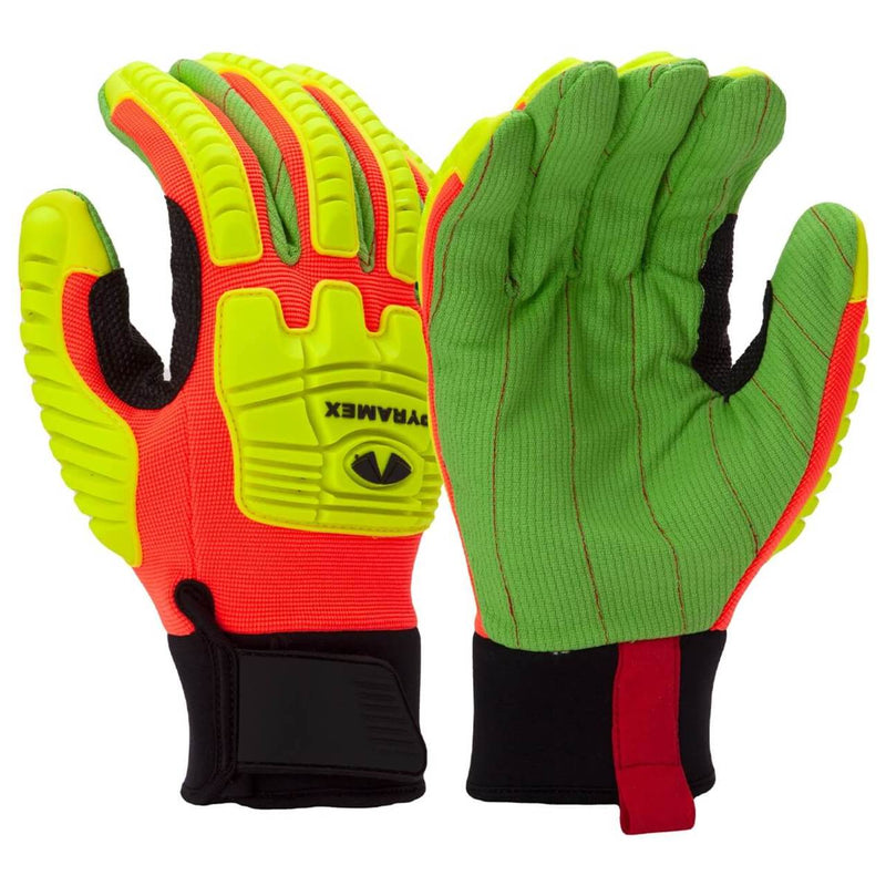 Pyramex GL803C Corded Cotton A2 Cut Level 1 Impact Gloves, Hi-Vis Orange, view 1 of 3