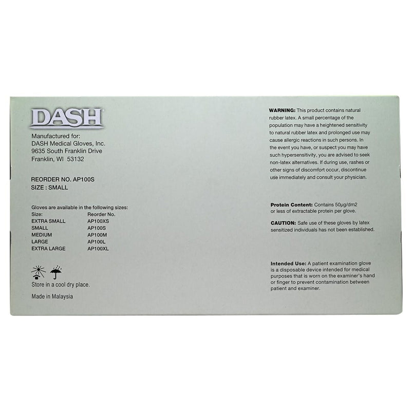 DASH AloePro Latex Exam Grade Disposable Gloves, Natural, 5.1 mil, Box of 100, view 10 of 11