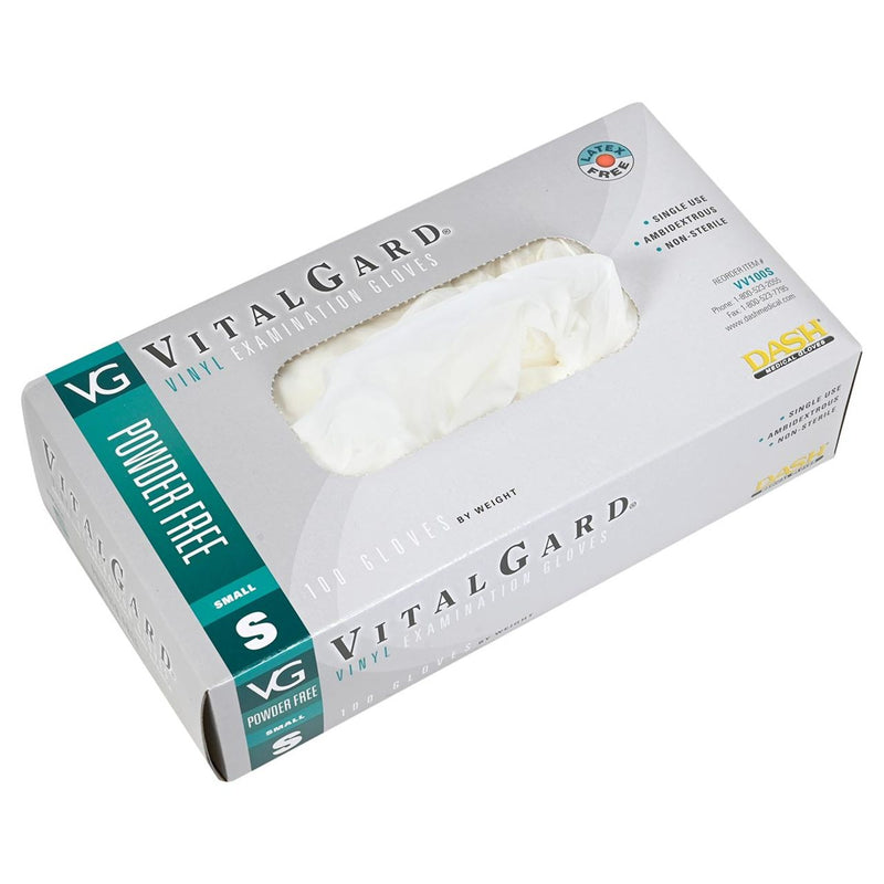 DASH VitalGard Vinyl Exam Grade Disposable Gloves, Clear, 3.9 mil, Box of 100, view 10 of 11