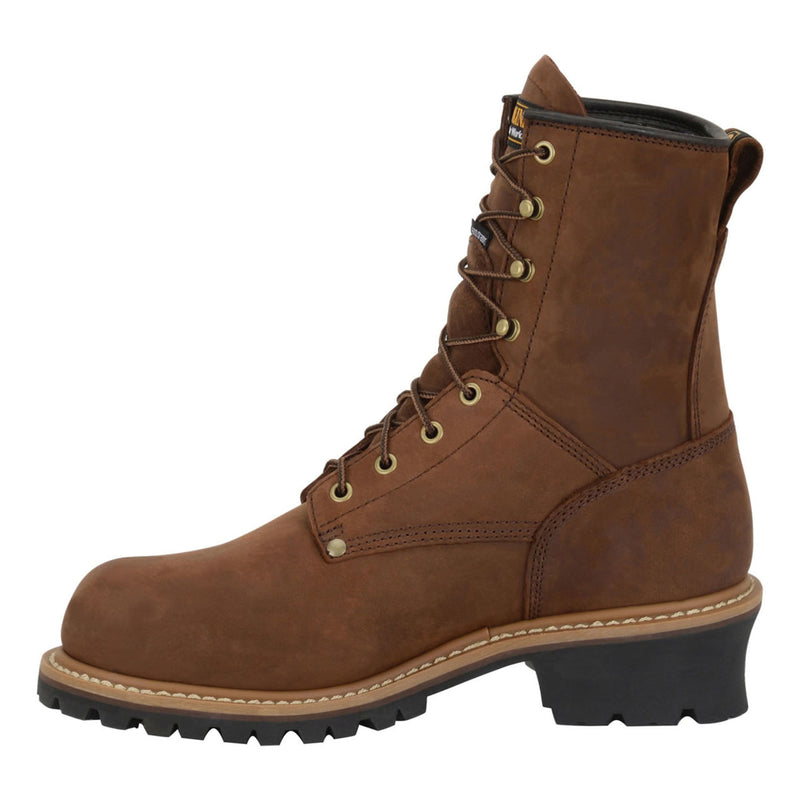 Carolina Men's Elm 8" Loggers Waterproof Insulated EH Soft Toe Boots, CA4821, Copper Crazy Horse, view 4 of 6