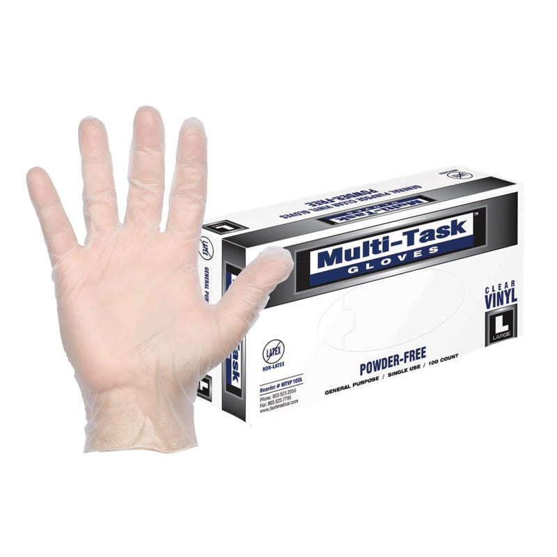 DASH Multi-Task Vinyl Disposable Gloves, Clear, 3.5 mil, Box of 100, view 1 of 8
