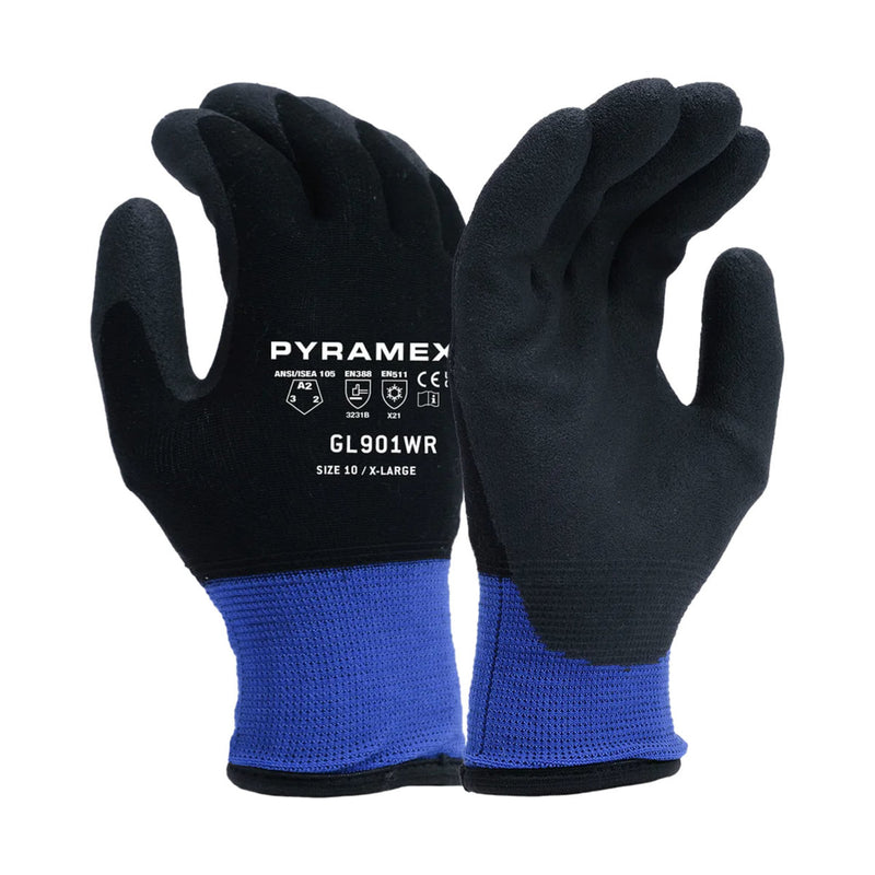Pyramex GL901WR Insulated A2 Cut HPT Dipped Gloves, Black/Blue, view 1 of 2