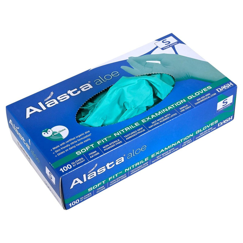 DASH Alasta Aloe Nitrile Exam Grade Disposable Gloves, Chemo Tested, Green, 3.9 mil, Box of 100, view 13 of 14