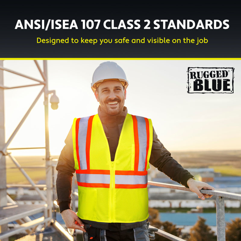 Rugged Blue Type R Class 2 Hi-Vis Two-Tone Mesh Safety Vest, view 3 of 8