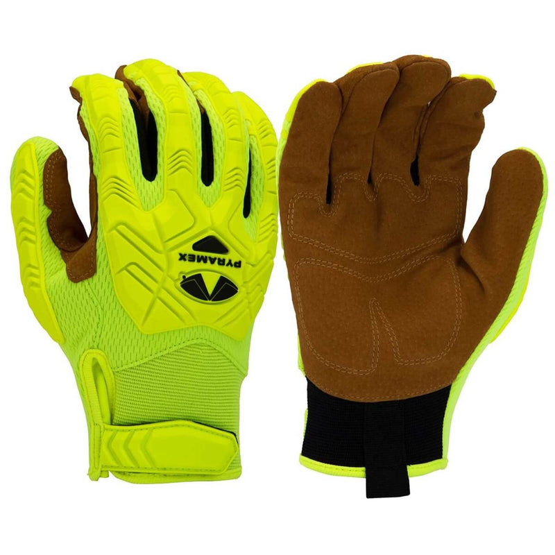 Pyramex GL202HT Synthetic Leather Palm Level 1 Impact Gloves, Hi-Vis Green, view 1 of 3