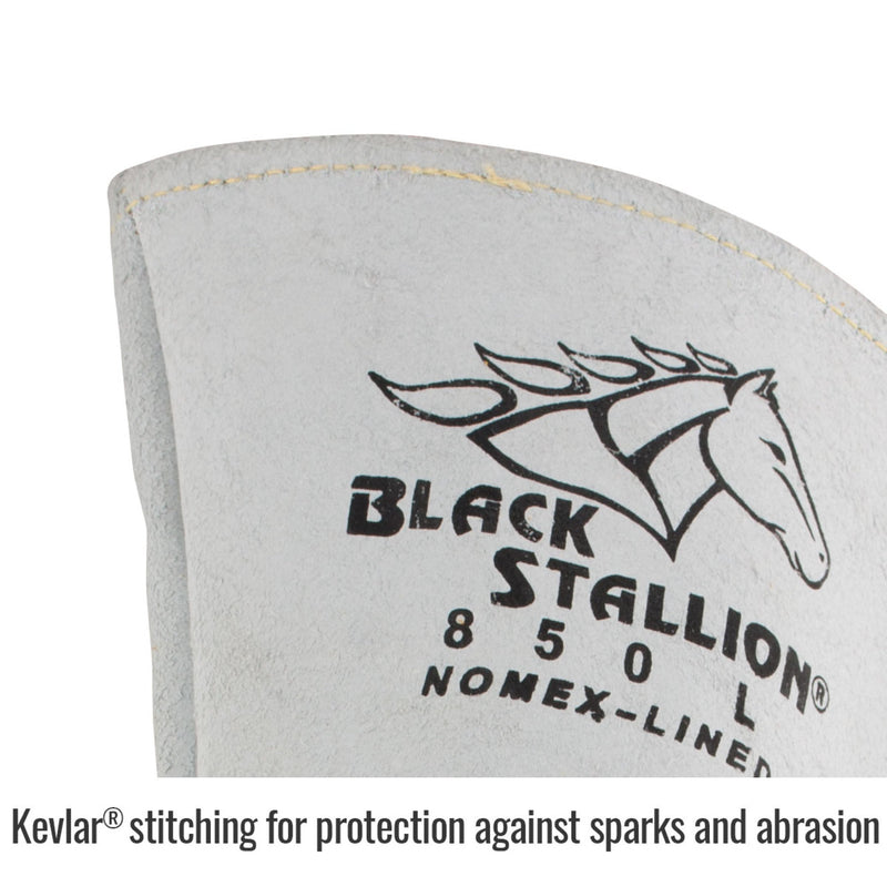 Black Stallion 850 Premium Grain Elkskin Stick Welding Gloves with Nomex Lined Back, Yellow, view 2 of 11