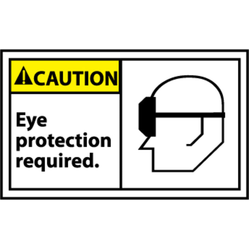 Caution Eye Protection Required Graphic 3x5 Pressure Sensitive Vinyl Safety Label 5 Per Package, view 1 of 1