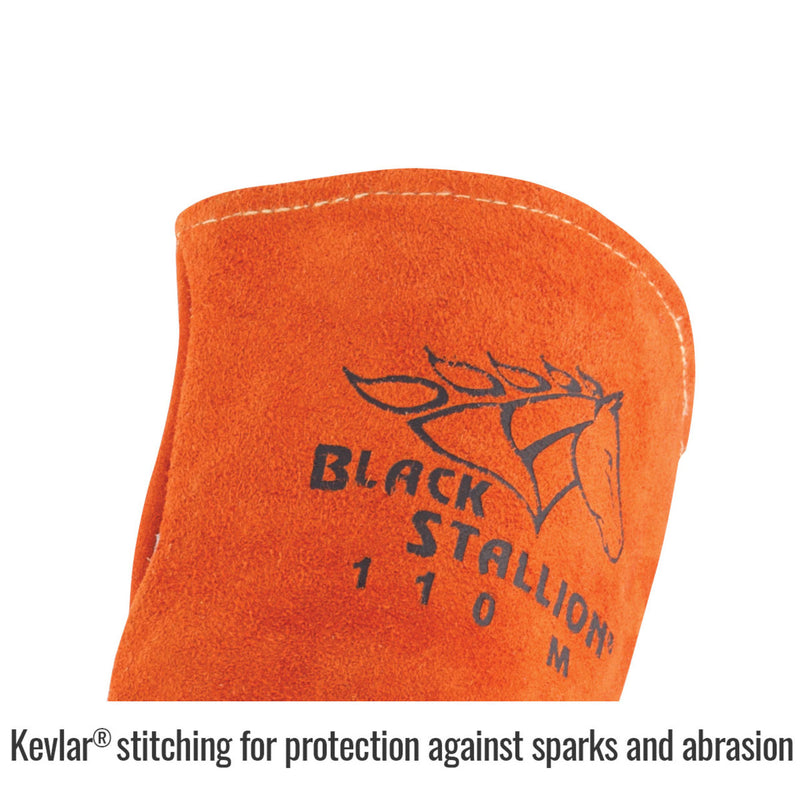 Black Stallion 110 Select Shoulder Split Cowhide Stick Welding Gloves, Orange, view 2 of 4
