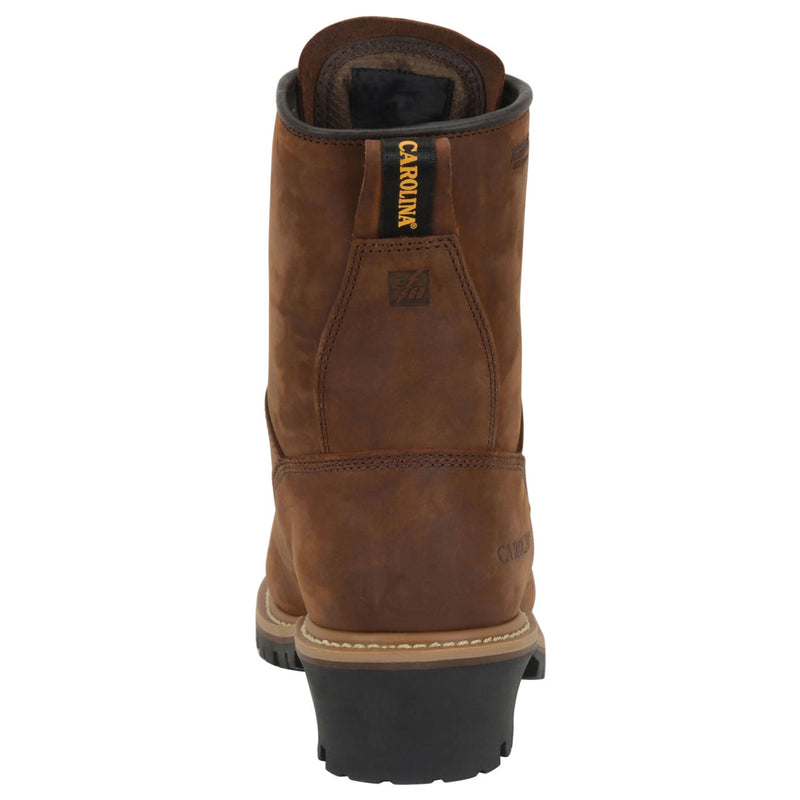 Carolina Men's Elm 8" Loggers Waterproof Insulated EH Soft Toe Boots, CA4821, Copper Crazy Horse, view 5 of 6