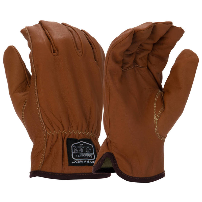 Pyramex GL3010CK Premium Grain Goatskin Leather Driver A5 Cut Gloves, Brown, view 1 of 3
