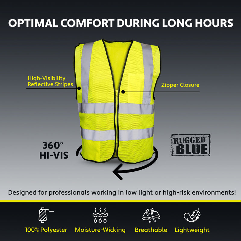 Rugged Blue Type R Class 2 Hi-Vis Double Stripe Mesh Safety Vest, view 6 of 8