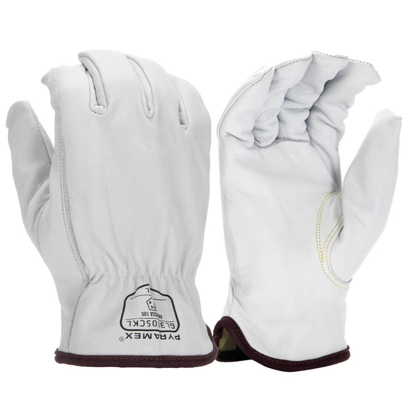 Pyramex GL3005CK Premium Grain Goatskin Leather Driver HPPE A4 Cut Gloves, White, view 1 of 3