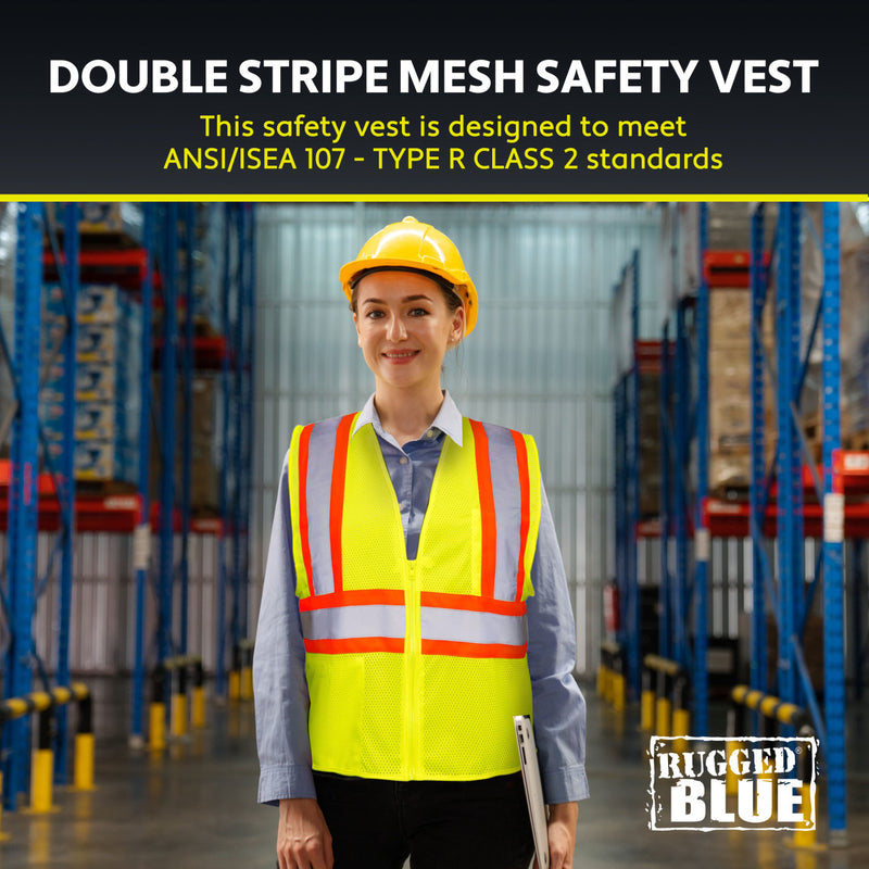 Rugged Blue Type R Class 2 Hi-Vis Two-Tone Mesh Safety Vest, view 5 of 8