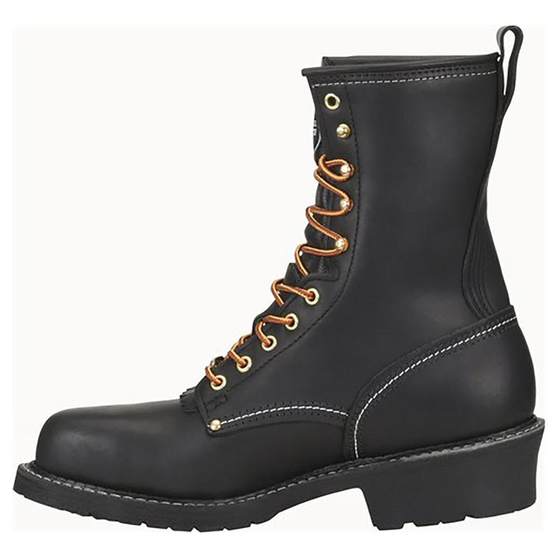 Carolina Men's Maple 9" Logger EH Plain Toe Boots, 922, Made in USA, Black, view 4 of 7