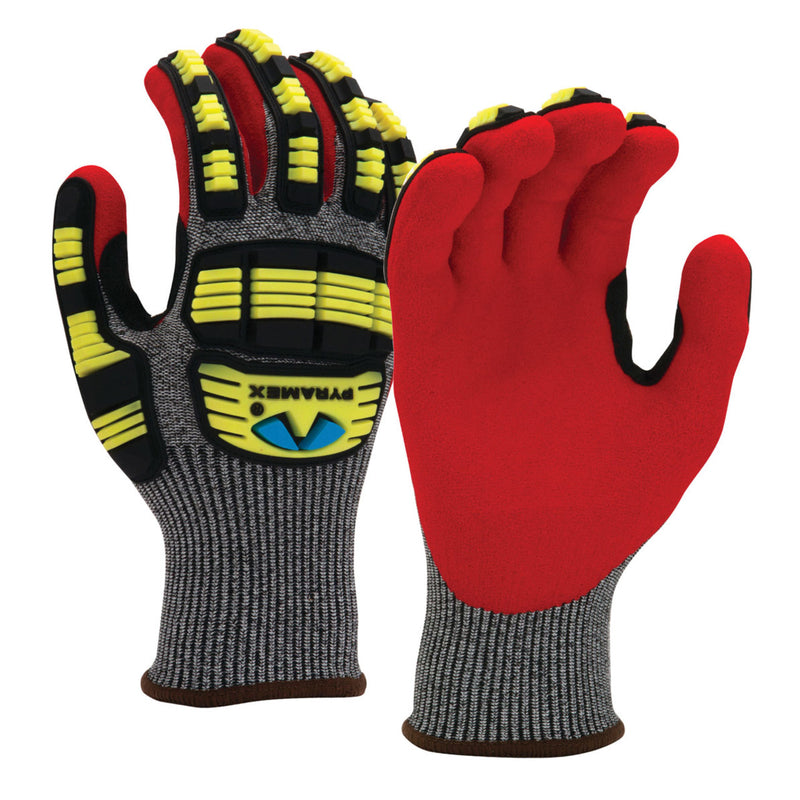 Pyramex GL609C A6 Cut Sandy Nitrile Dipped Level 2 Impact Gloves, Gray, view 1 of 3