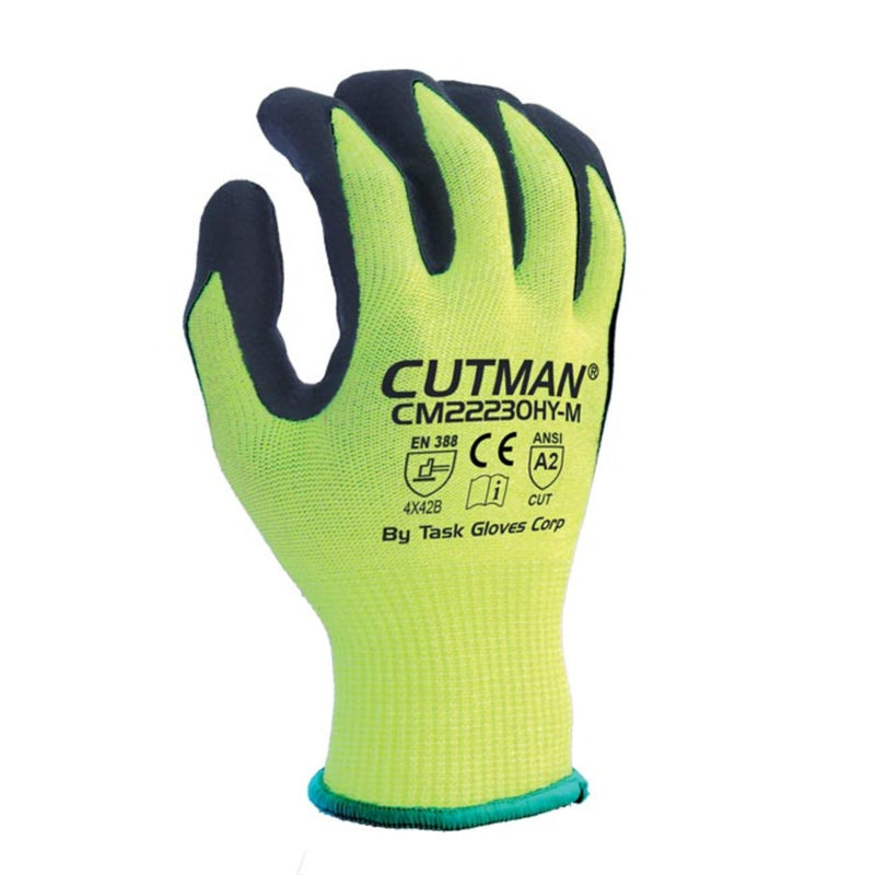 TASK CUTMAN 13G ANSI A2 Cut Resistant Micro-Foam Nitrile Coated Gloves, Yellow, CM22230HY, view 1 of 3