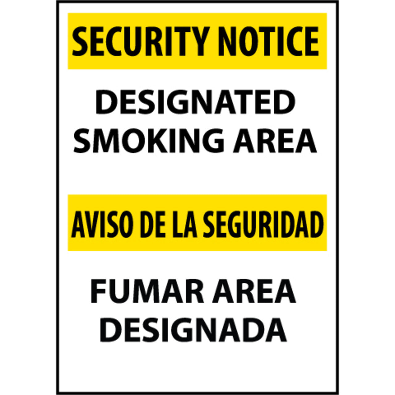 Misc, Designated Smoking Area Bilingual, 14x10, Rigid Plastic Sign