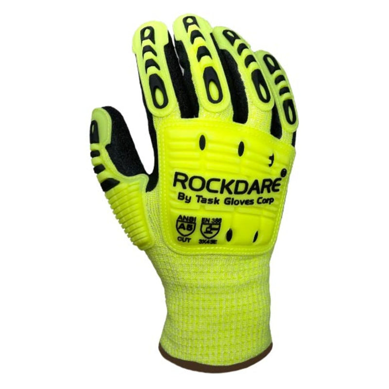 TASK ROCKDARE Hi-Vis ANSI A5 Cold Weather Latex Coated Waterproof Impact Gloves, Yellow, RD3000, view 1 of 3