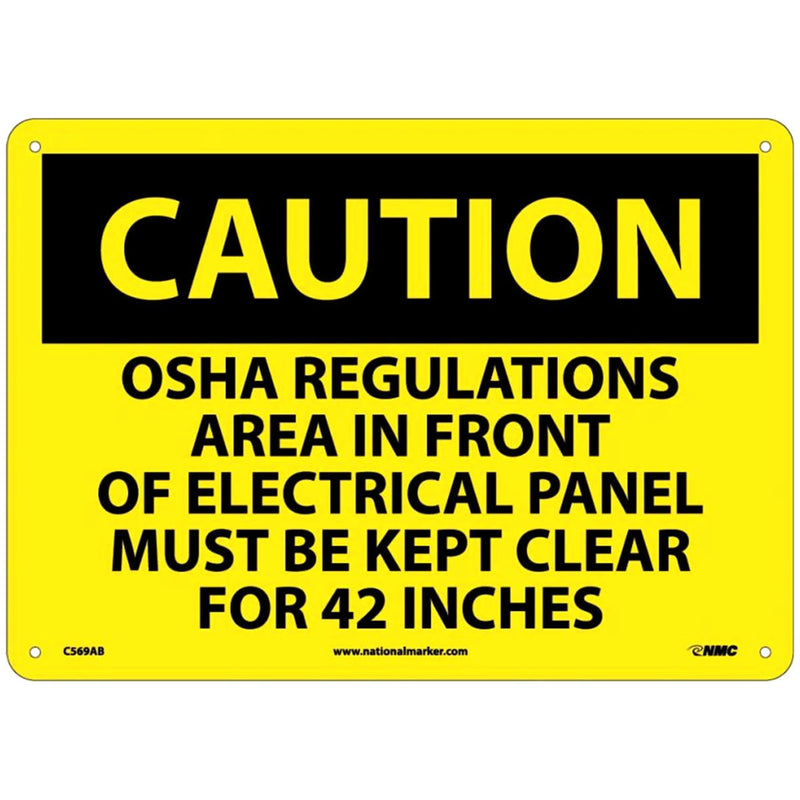Caution Area In Front Of Electrical Panel Must Be Kept Clear For 42 Inches 10x14 Aluminum Sign, view 1 of 2