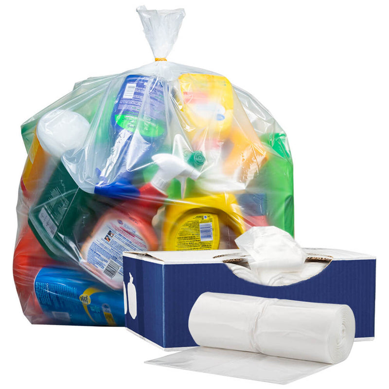 55-60 Gallon Trash Bags - Clear, 100 Bags (5 Rolls of 20) - 1.5 Mil, view 4 of 10