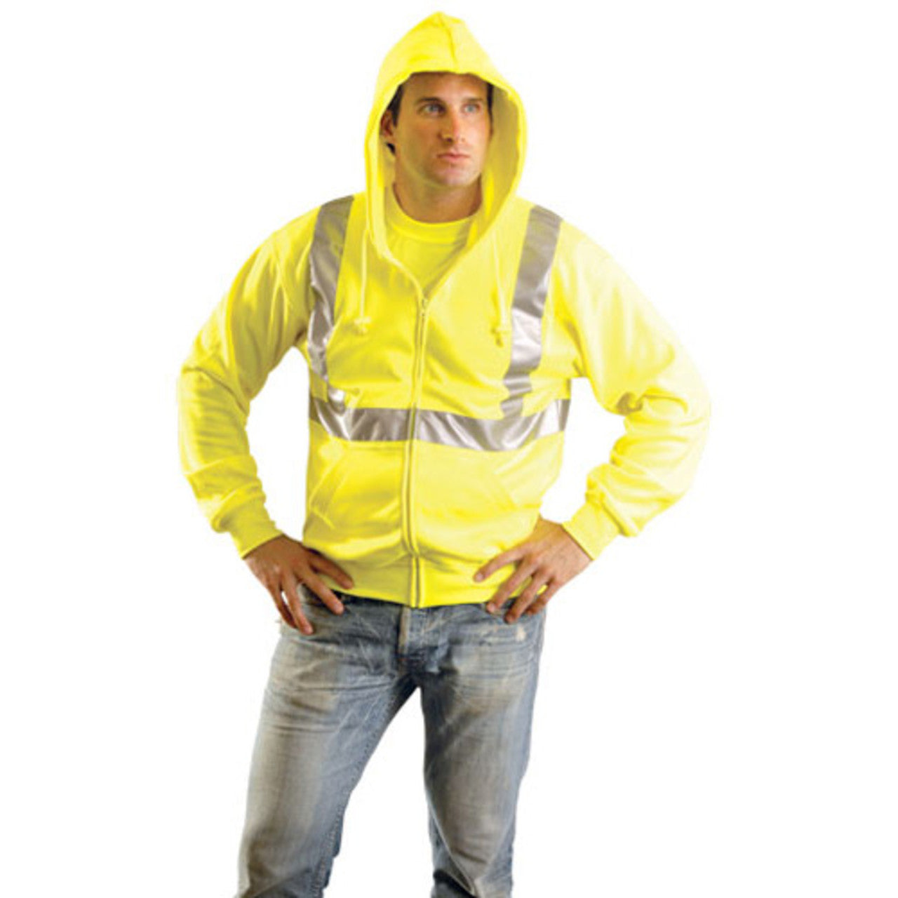OccuNomix Type R Class 2 High-Vis Zip Hooded Sweatshirt - LUX-SWTLHZ