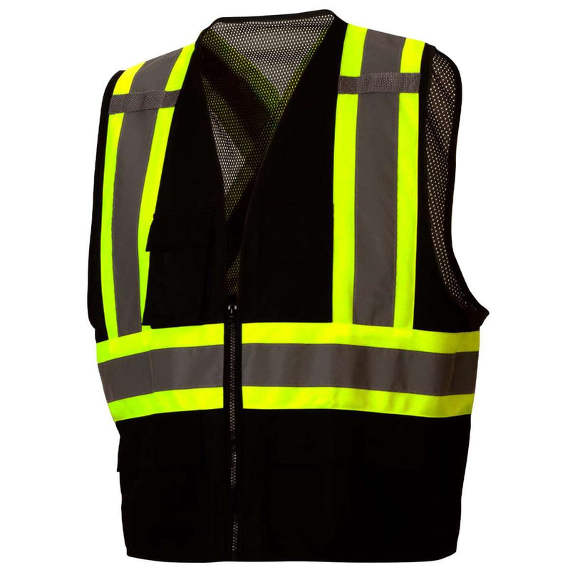 Pyramex RCZ2411 Type O Class 1 Enhanced Visibility Safety Vest Contrasting Color Trim with X Back, view 1 of 4