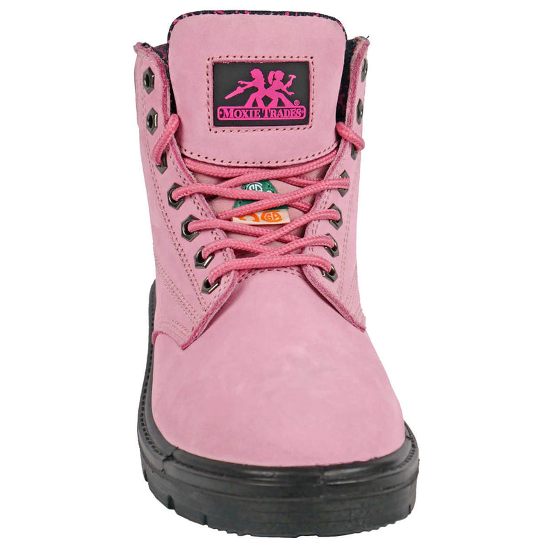Moxie Trades Women's Alice 6" Pink Steel Toe Boots, MT50162, Pink, view 6 of 8