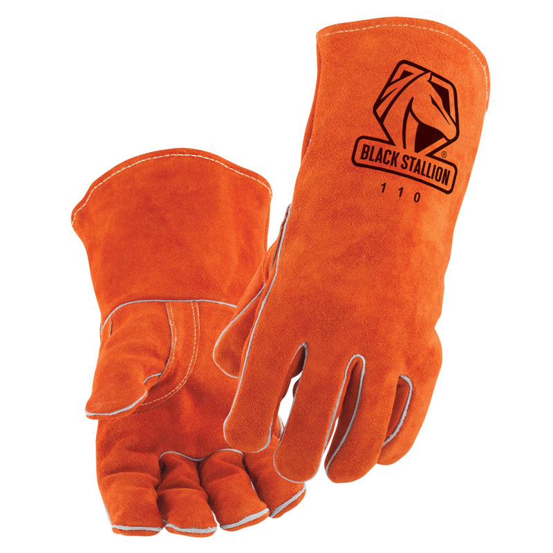 Black Stallion 110 Select Shoulder Split Cowhide Stick Welding Gloves, Orange, view 1 of 4