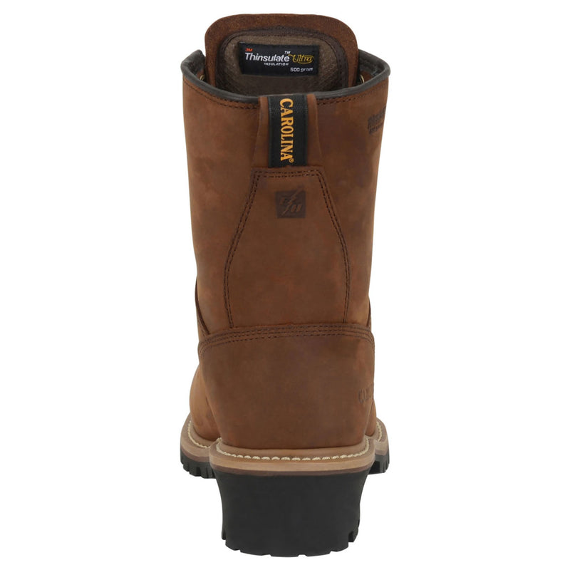 Carolina Men's 8" Loggers Waterproof Insulated EH Steel Toe Boots, CA5821, Copper Crazy Horse, view 5 of 6