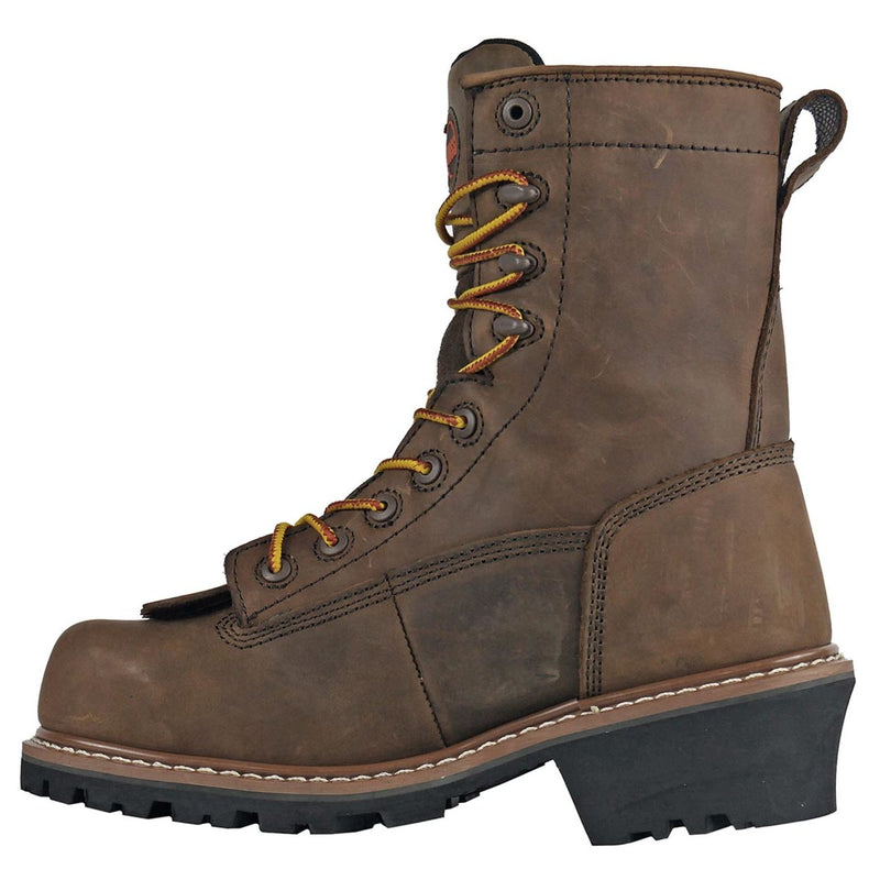 Hoss Men's Cross Cut 8" Loggers Waterproof EH Composite Toe Boots, 80715, Brown, view 4 of 8