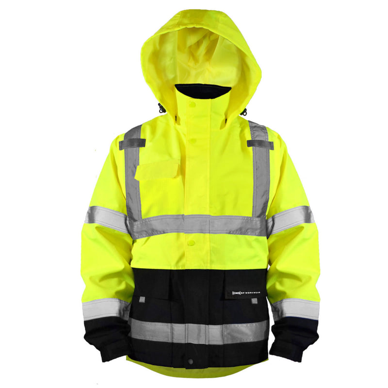 Occunomix Hi-Vis Class 3 Black Bottom Breathable Rain Jacket, SP-RSJBK, view 3 of 7