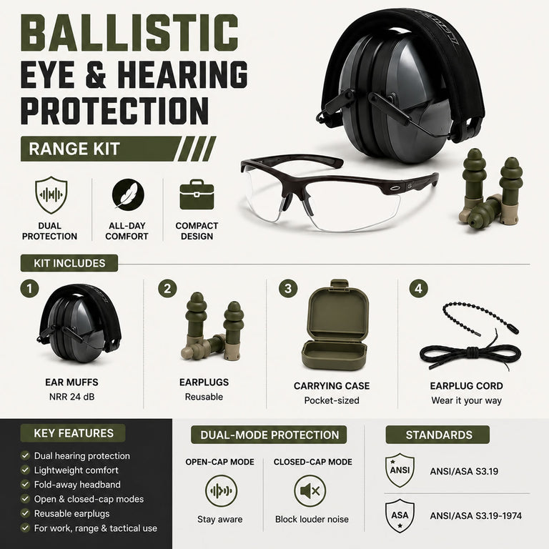 Bundle: Ballistic Eye and Hearing Protection Range Kit
