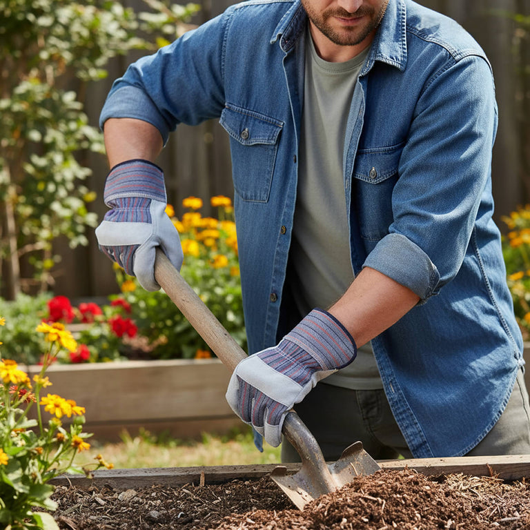 Rugged Blue GL100 Leather Palm Work Gloves