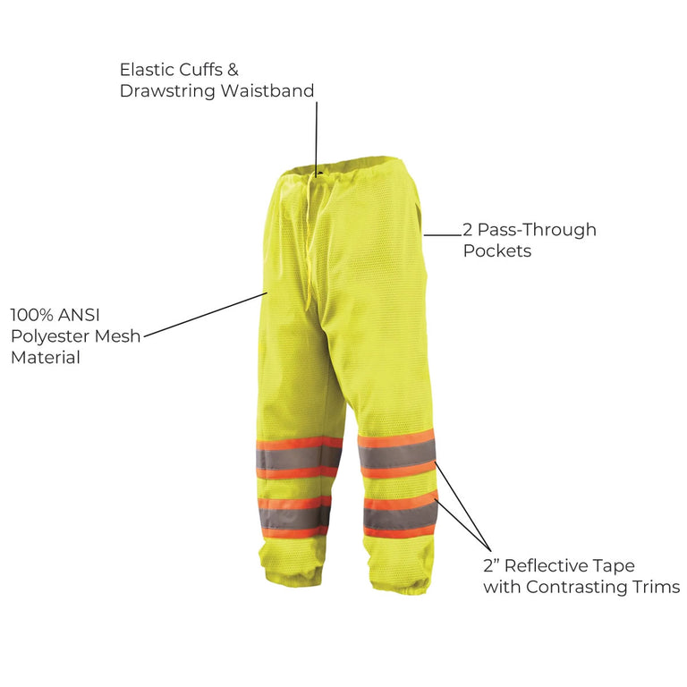 OccuNomix Class E Hi-Vis Two-Tone Mesh Pants, ECO-TEM2T