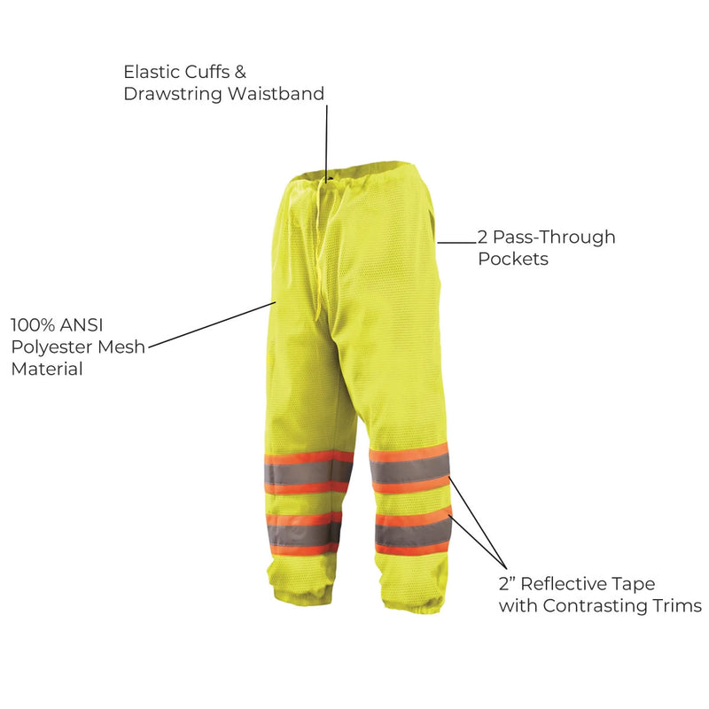 OccuNomix Class E Hi-Vis Two-Tone Mesh Pants, ECO-TEM2T