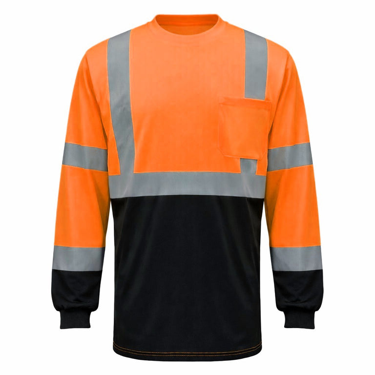 Custom OccuNomix Type R Class 3 Hi-Vis Black Bottom Long Sleeve T-Shirt, LUX-LSETPBK