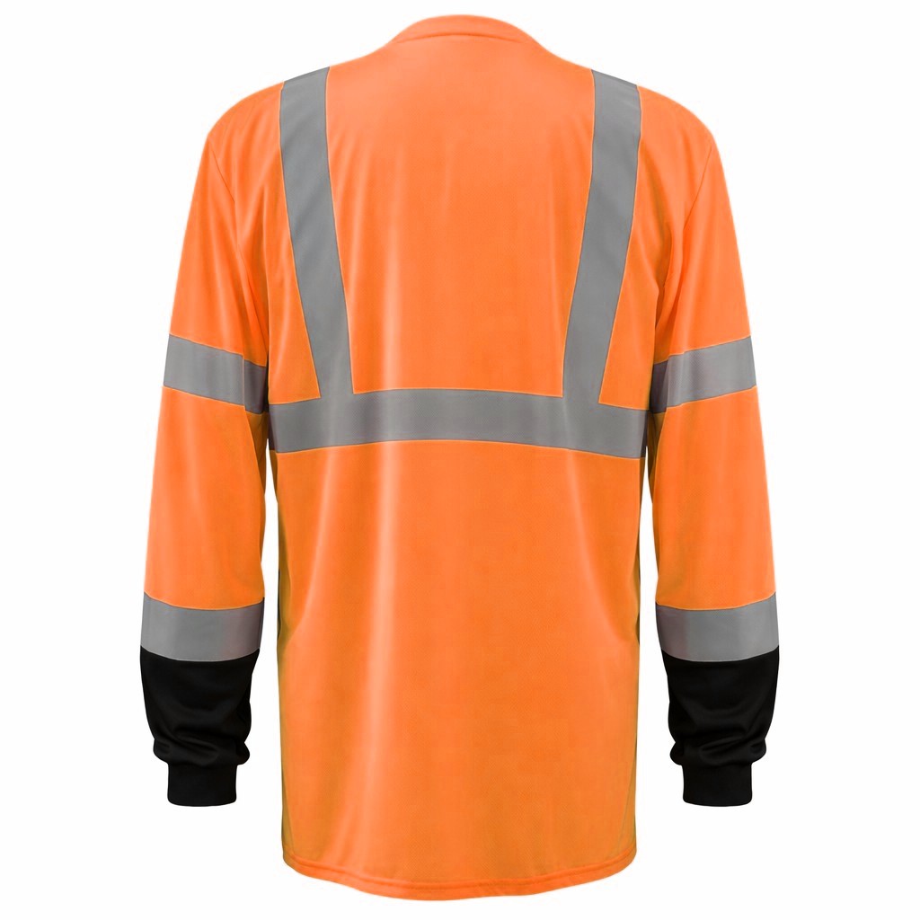 Custom OccuNomix Type R Class 3 Hi-Vis Black Bottom Long Sleeve T-Shirt, LUX-LSETPBK