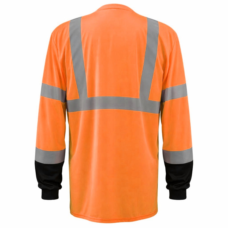 Custom OccuNomix Type R Class 3 Hi-Vis Black Bottom Long Sleeve T-Shirt, LUX-LSETPBK