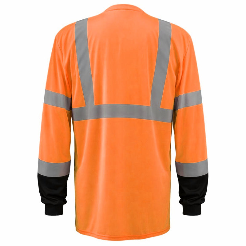 Custom OccuNomix Type R Class 3 Hi-Vis Black Bottom Long Sleeve T-Shirt, LUX-LSETPBK