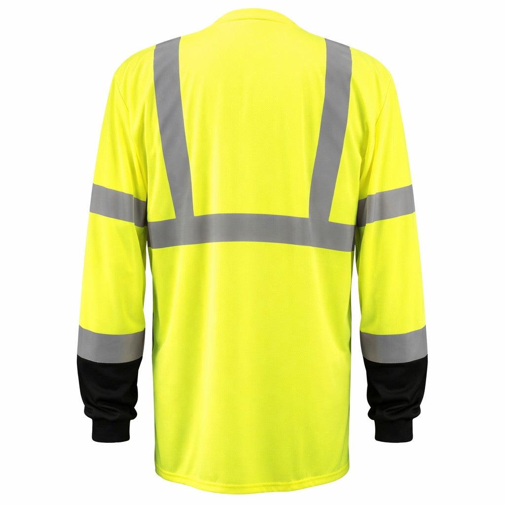 Custom OccuNomix Type R Class 3 Hi-Vis Black Bottom Long Sleeve T-Shirt, LUX-LSETPBK