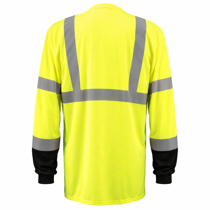 Custom OccuNomix Type R Class 3 Hi-Vis Black Bottom Long Sleeve T-Shirt, LUX-LSETPBK