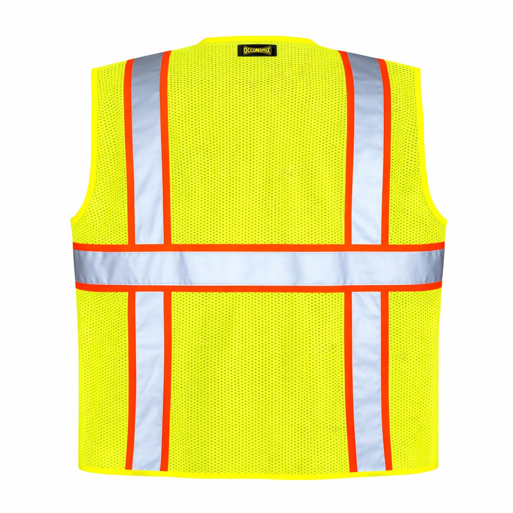 OccuNomix Type R Class 2 Hi-Vis Two-Tone Surveyor Mesh Safety Vest, LUX-ATRNSM