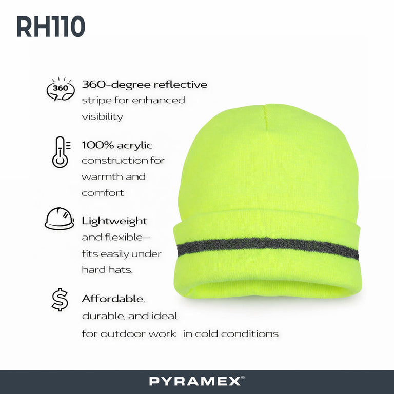 Pyramex RH110 Hi-Vis Lime Reflective Beanie