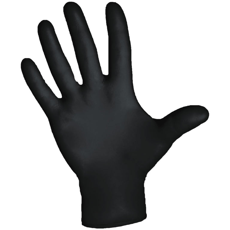 Disposable Nitrile Exam Gloves, 6 mil, Made in USA, Black, Box of 100