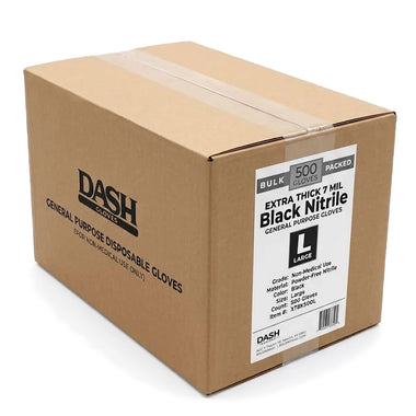 Box of 500 - DASH Extra Thick 7mil, Heavy Duty Black Nitrile XTBK500 Gloves